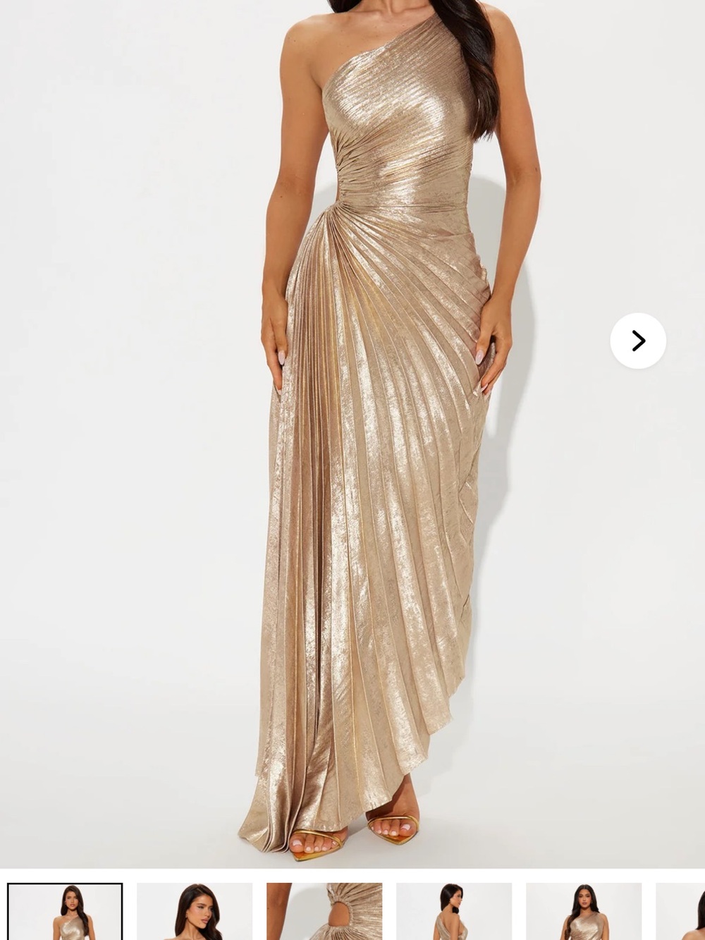Athena One-Shoulder Metallic Maxi Dress